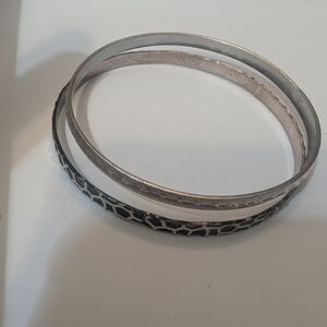 Elegant Silver and Black Bracelet Set